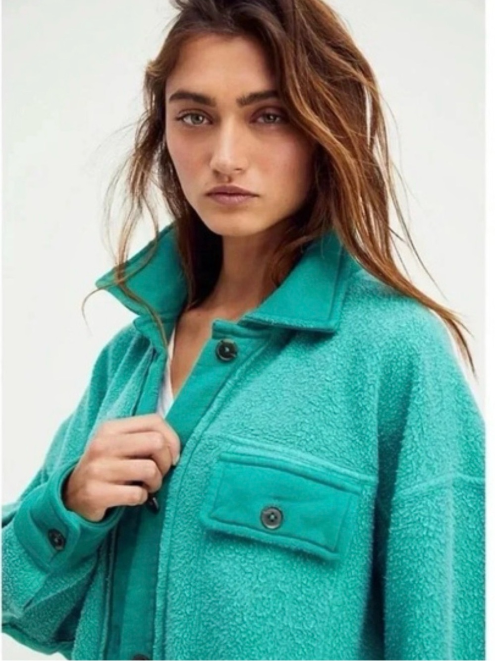 Free People Teal Shacket